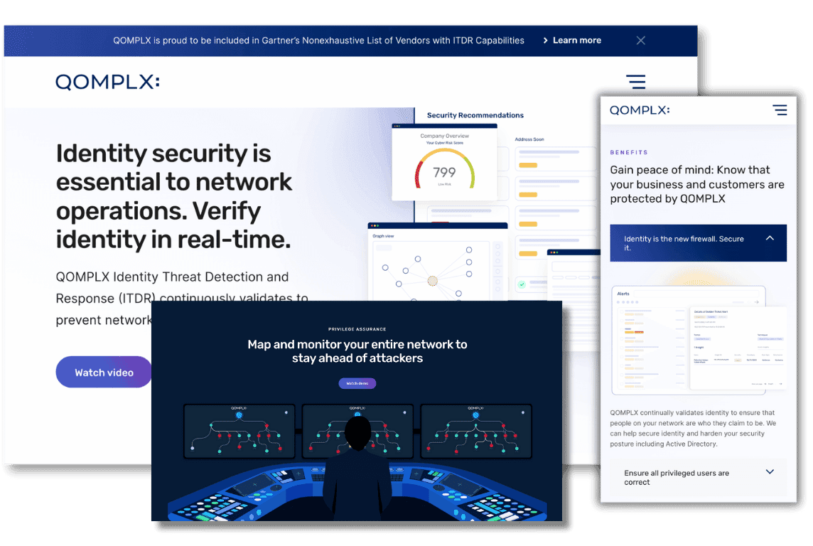 Collage of screenshots from QOMPLX