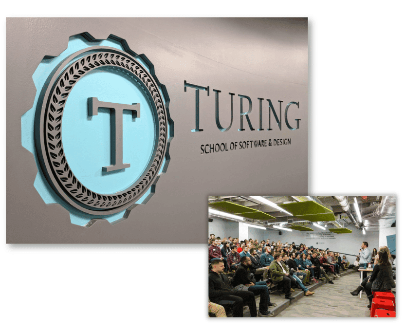 Collage of screenshots from Turing